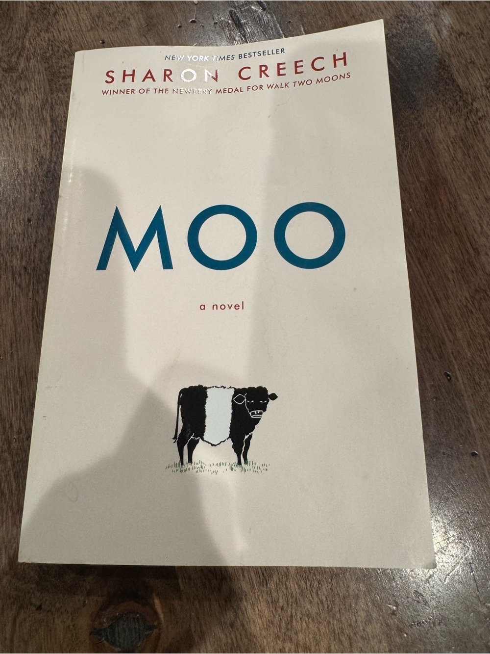 Moo by Sharon Creech — Cream Cover with Blue Title